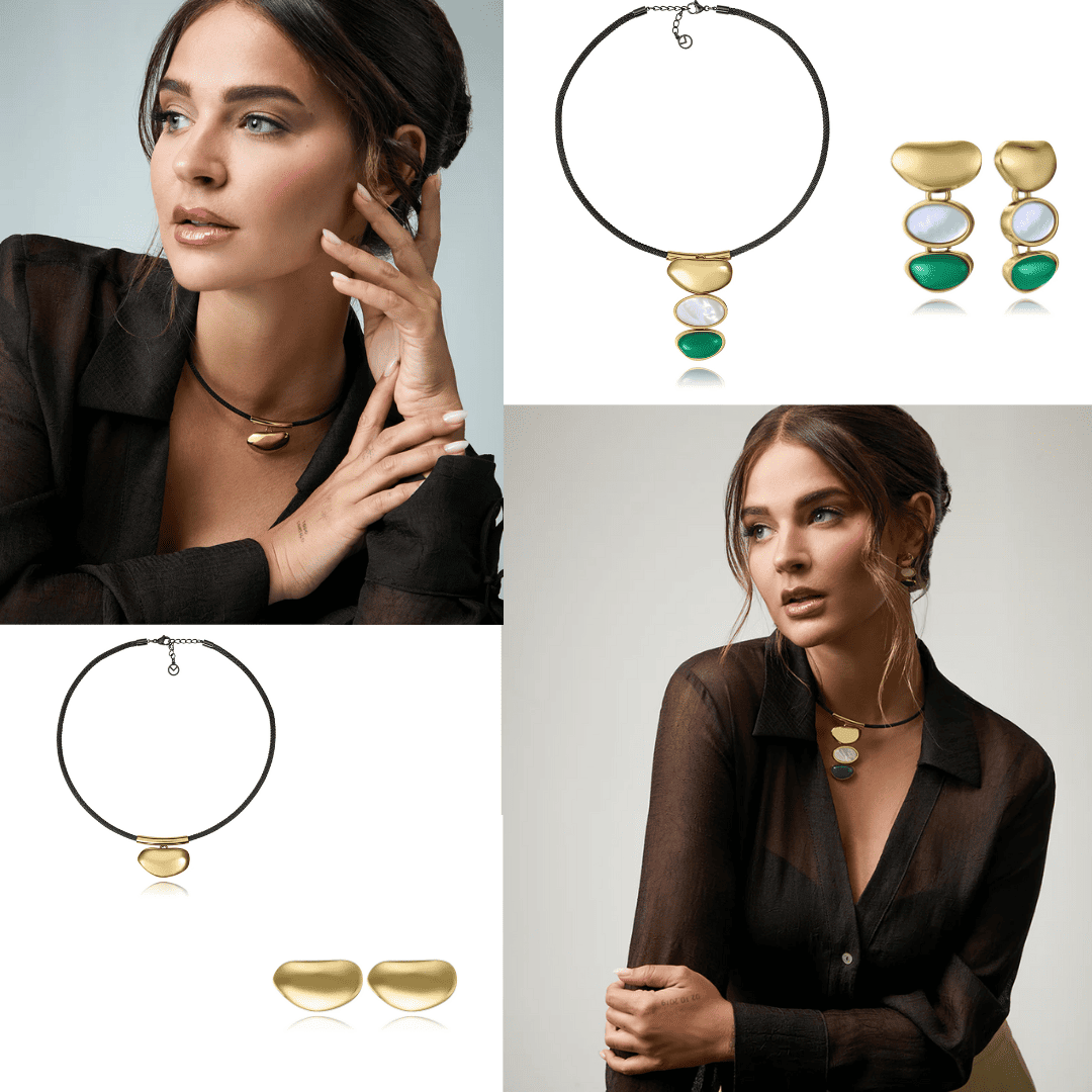 Pendientes Viceroy by Laura Escanes 14348 en acero dorado, diseño elegante y versátil que combina con el collar.