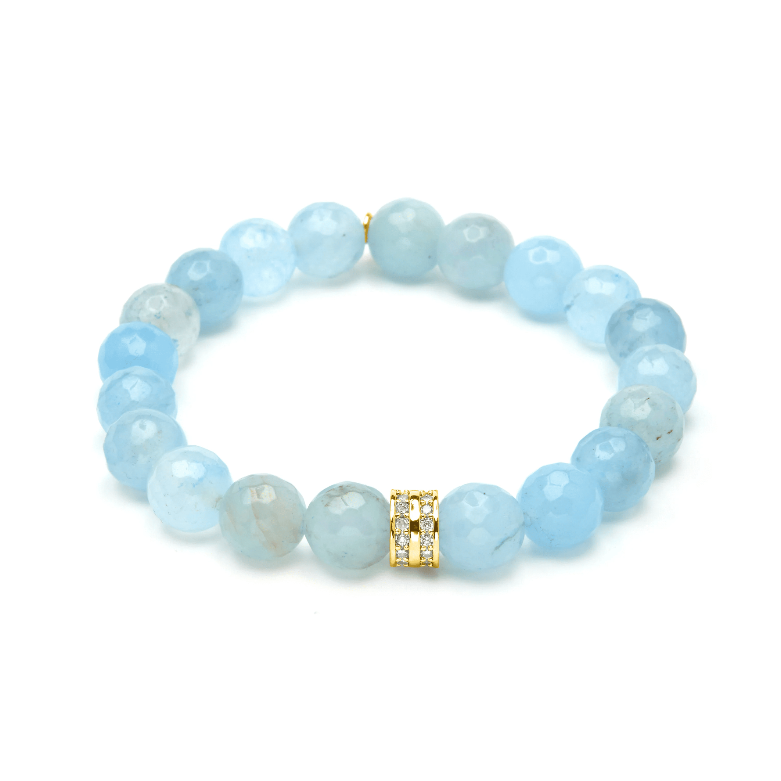 Pulsera de Plata de Ley 925 y Jade Azul acabado en oro amarillo 18k - Napha