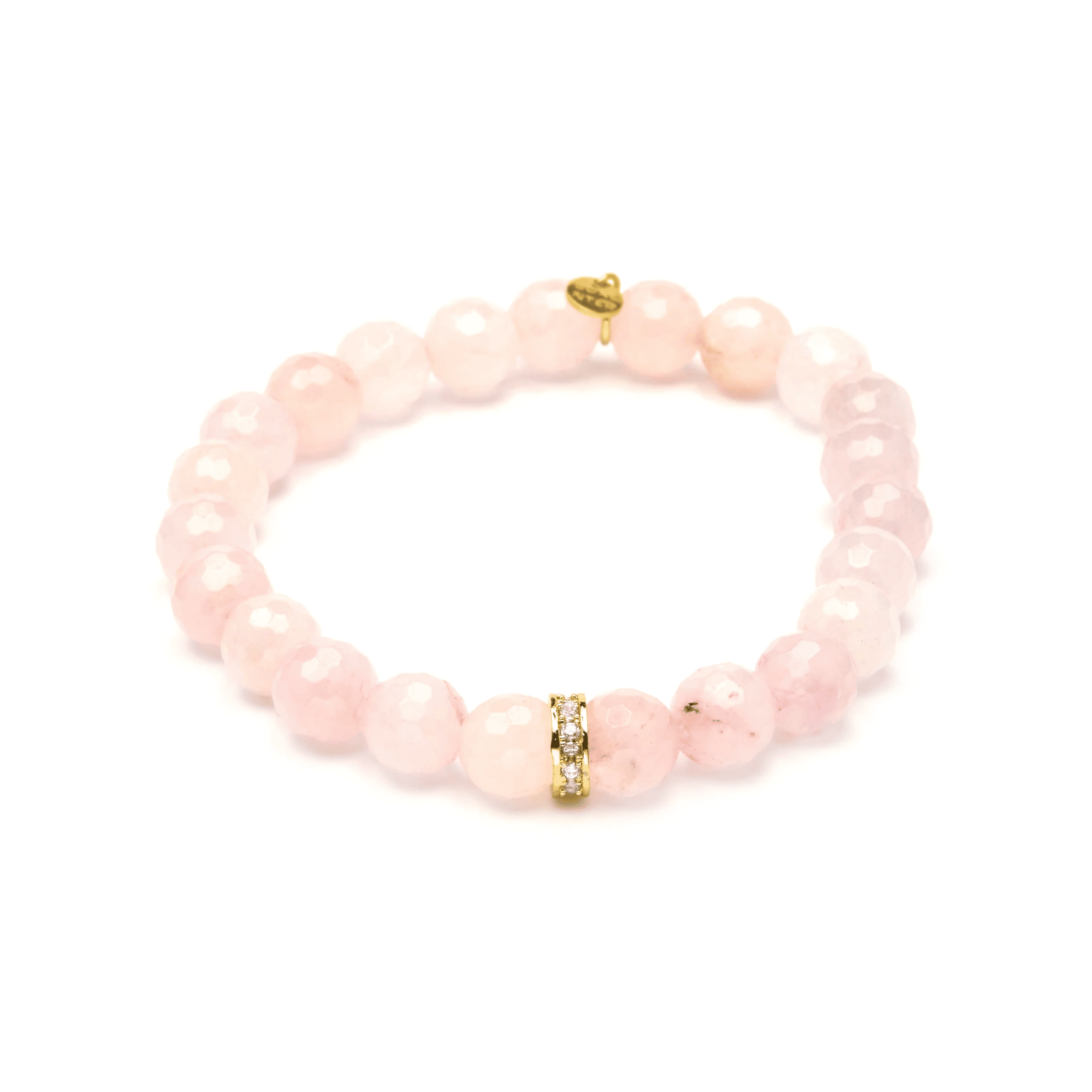 Pulsera de Plata de Ley 925 y Cuarzo Rosa acabado en oro amarillo 18k - Nielsi