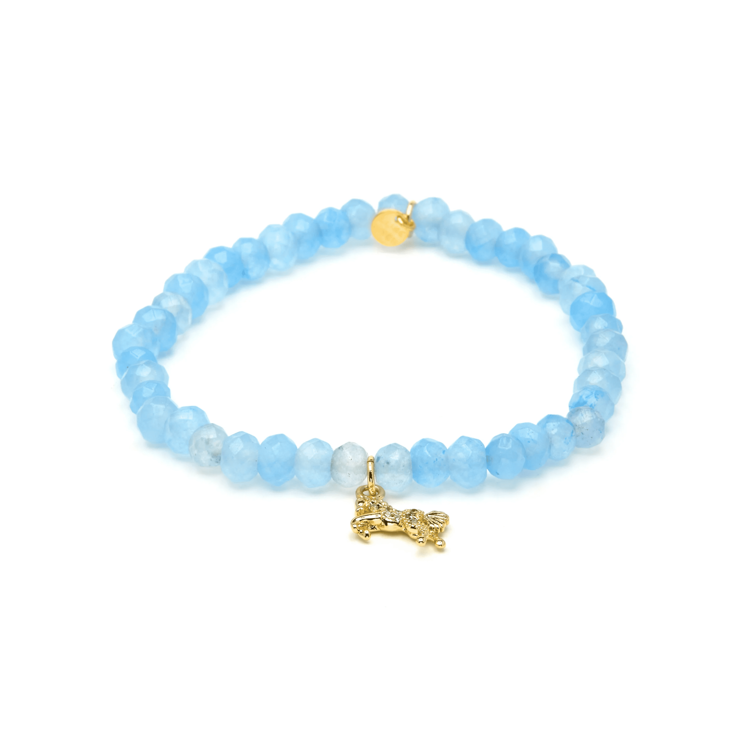 Pulsera de Plata de Ley 925 y Jade Azul acabado en oro amarillo 18k - Korsa