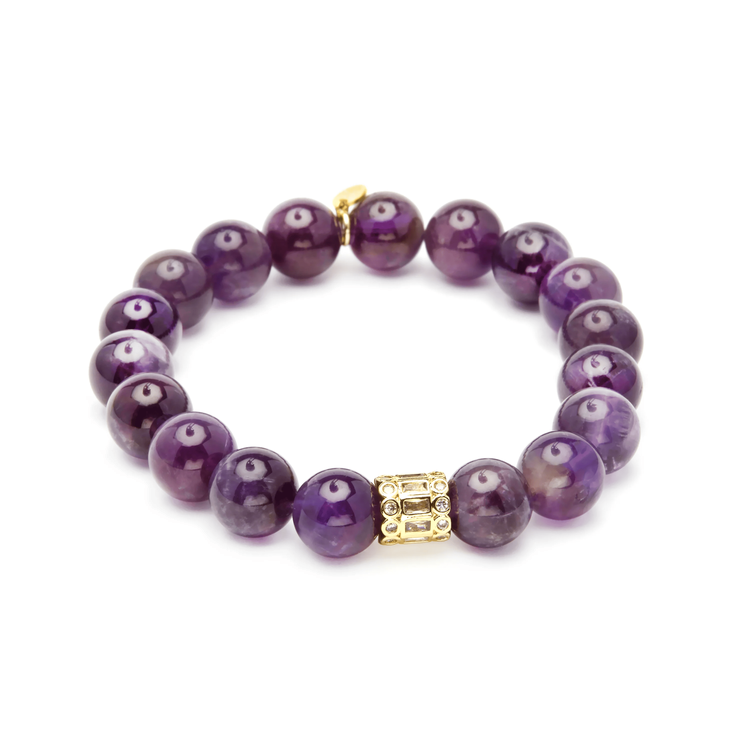 Pulsera de Plata de Ley 925 y Amatista Natural acabado en oro amarillo 18k - Ethel