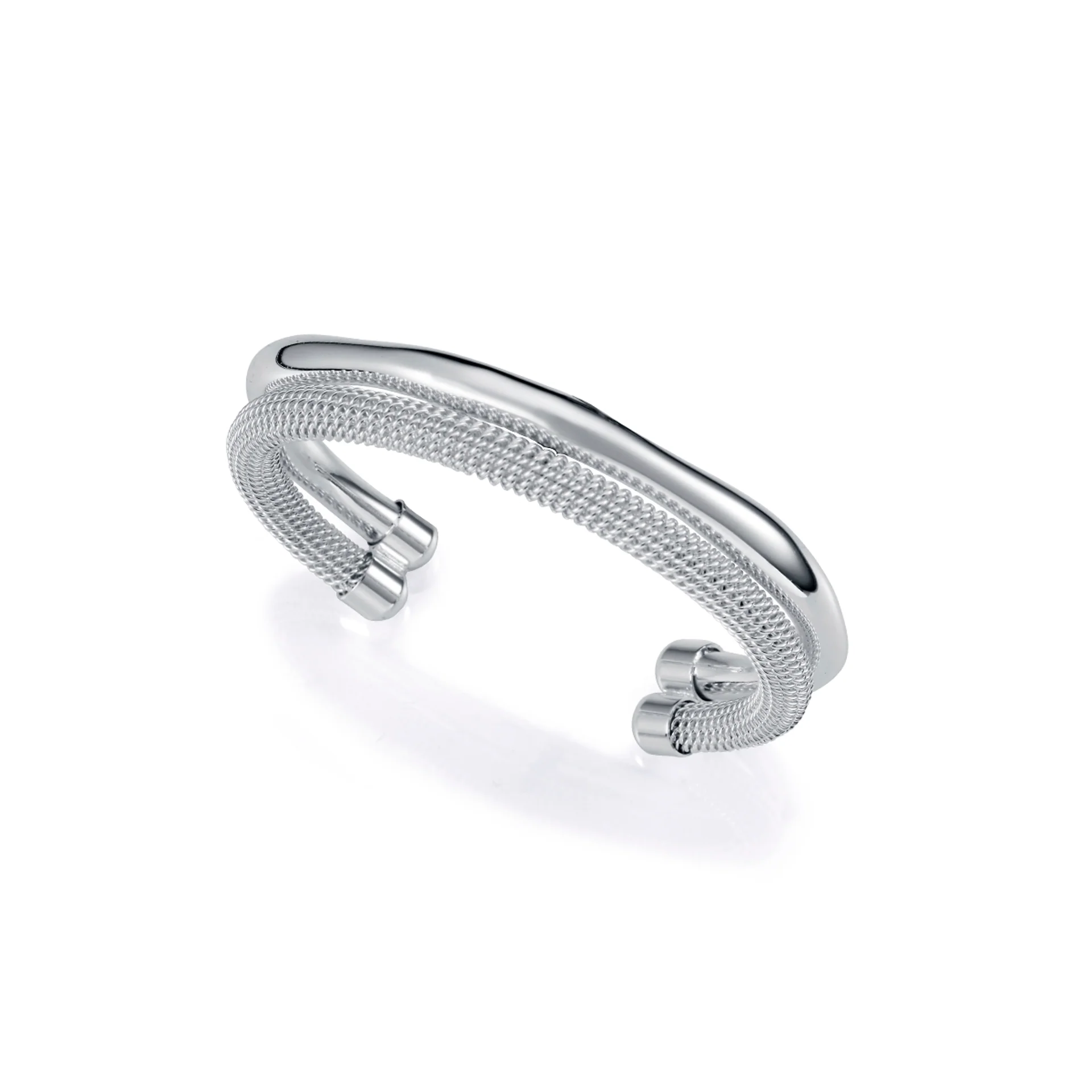 pulsera rigida doble acero blanco plata 999 mujer
