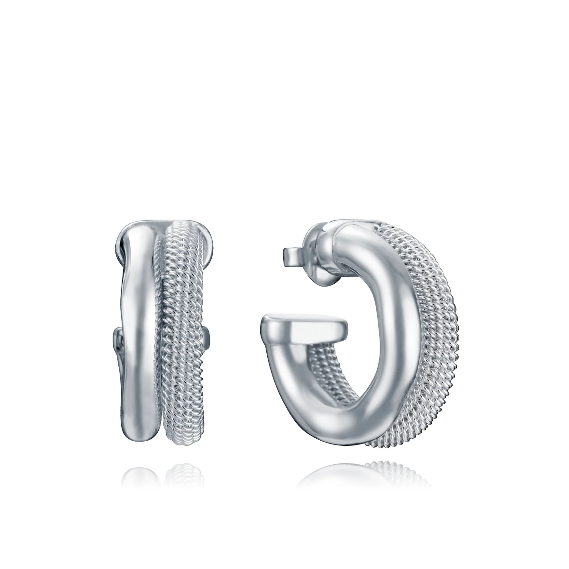 pendientes criolla doble acero blanco plata 999 mujer
