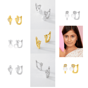 pendientes de plata para niña con perla y circonitas Marea modelo BQ